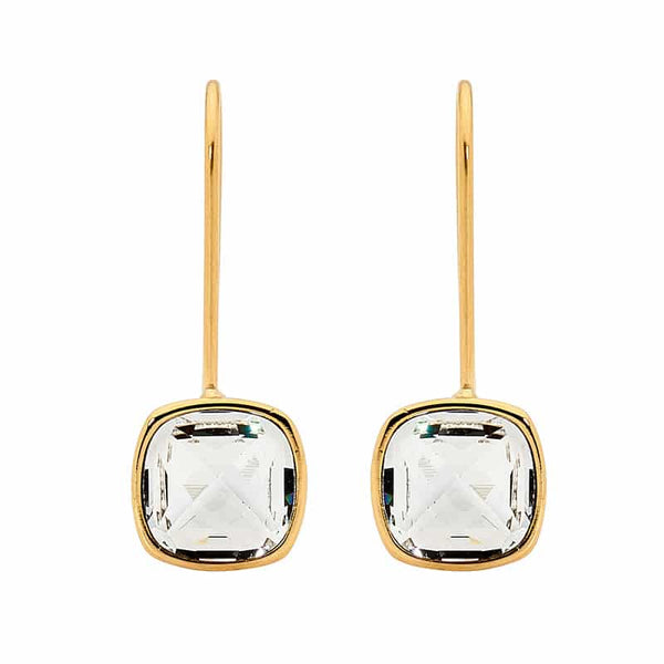 Cushion Cut Crystal Stainless Steel Earrings
