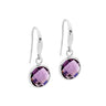 Amethyst Colour Crystal Stainless Steel Earrings Round
