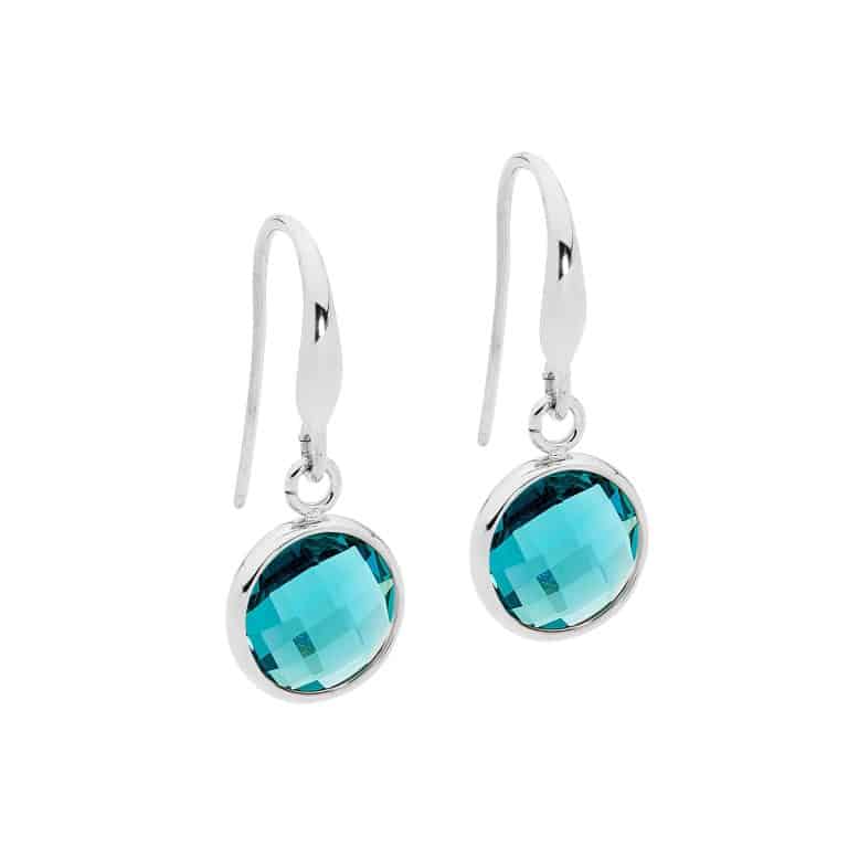 Teal Colour Crystal Stainless Steel Earrings