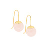 Short Rose Quartz Stainless Steel Earrings Yellow Gold