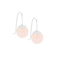 Short Rose Quartz Stainless Steel Earrings