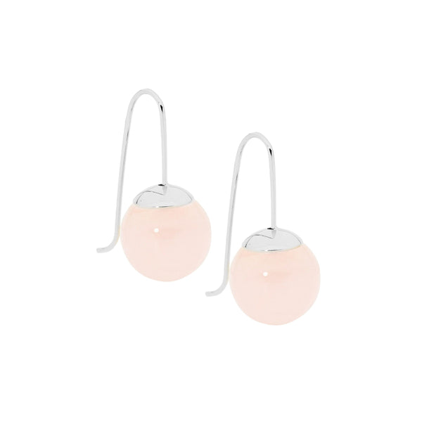 Short Rose Quartz Stainless Steel Earrings