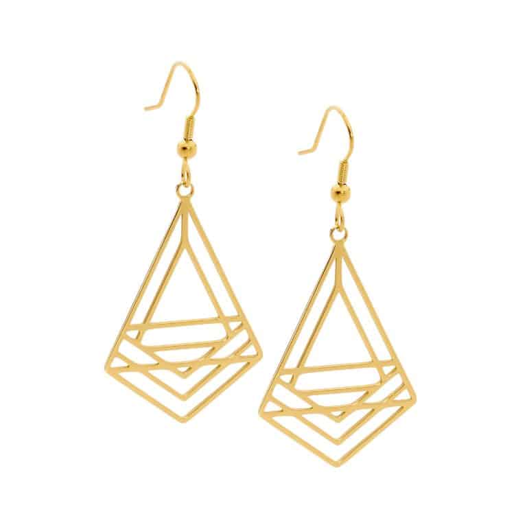 High Polished Stainless Steel Earrings Yellow Gold