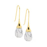 Howlite Stainless Steel Drop Earrings Yellow Gold