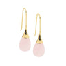 Rose Quartz Stainless Steel Drop Earrings Yellow Gold
