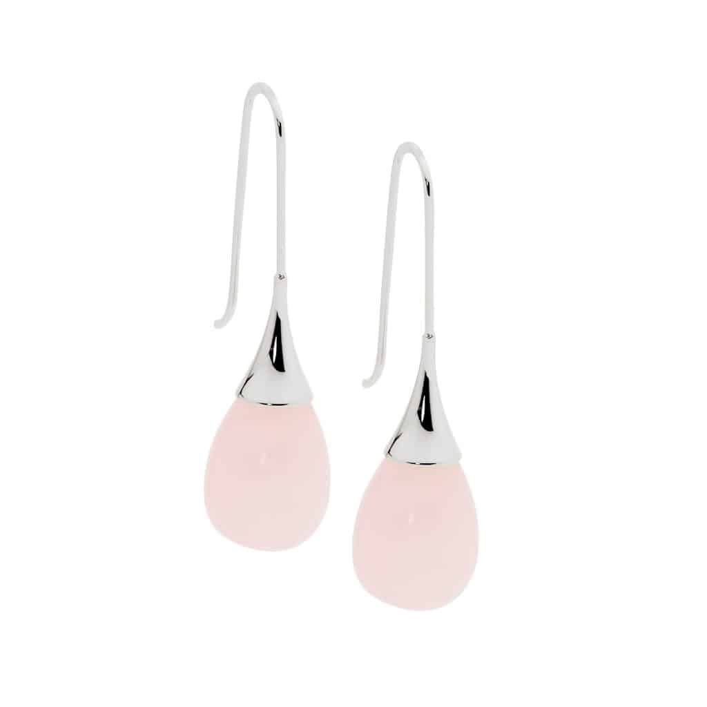 Rose Quartz Stainless Steel Drop Earrings