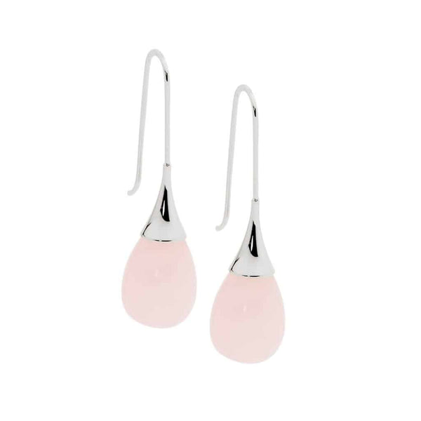 Rose Quartz Stainless Steel Drop Earrings
