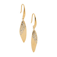 Stainless Steel Scattered White Crystal Drop Earrings Yellow Gold
