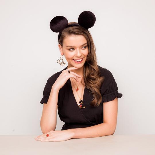 Mickey Mouse Wire Style Earrings Yellow Gold