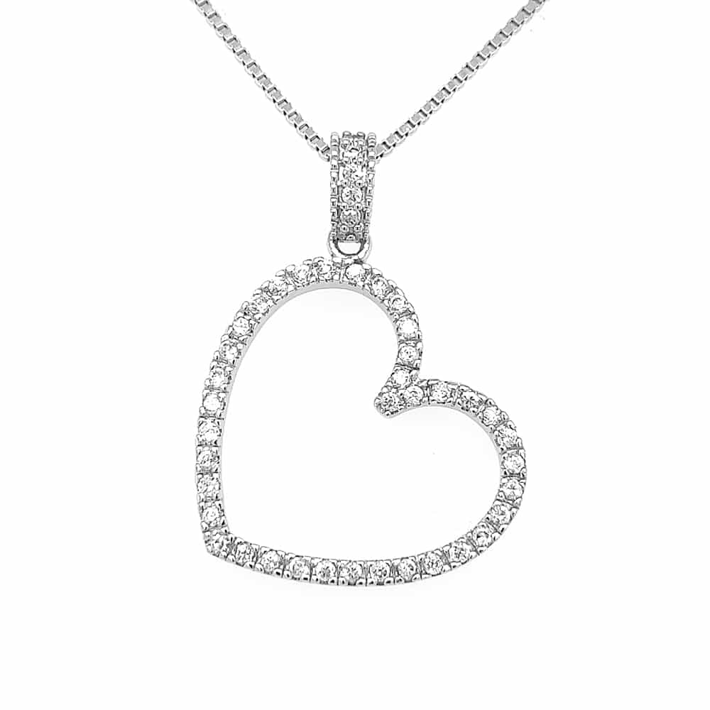 Open Love Heart Silver Necklace