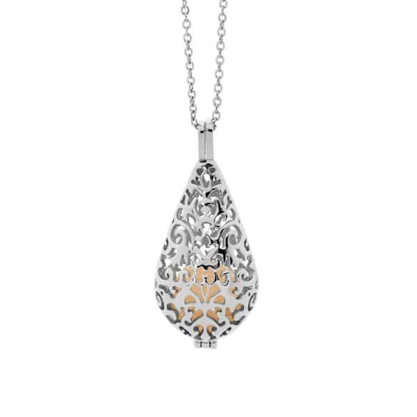 Rose Quartz in Stainless Steel Drop Shape Locket