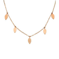 Stainless Steel Leaves Charm Necklace Rose Gold