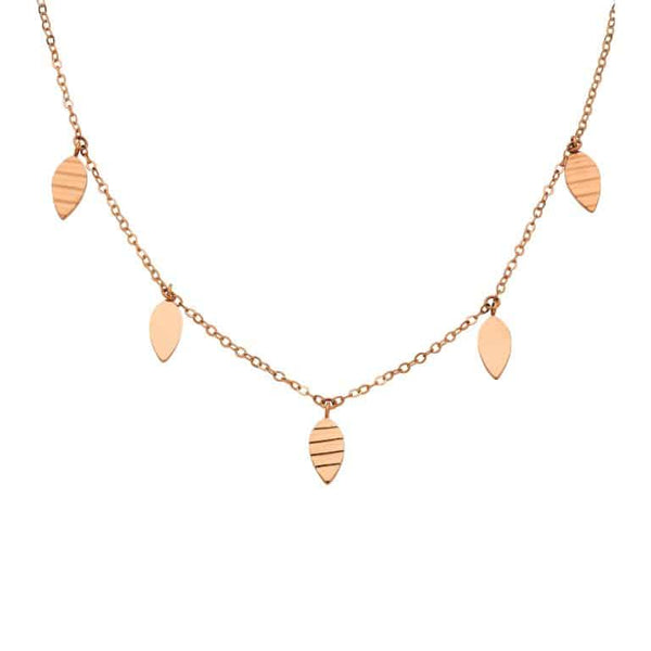 Stainless Steel Leaves Charm Necklace Rose Gold