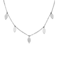 Stainless Steel Leaves Charm Necklace White Gold