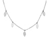 Stainless Steel Leaves Charm Necklace White Gold