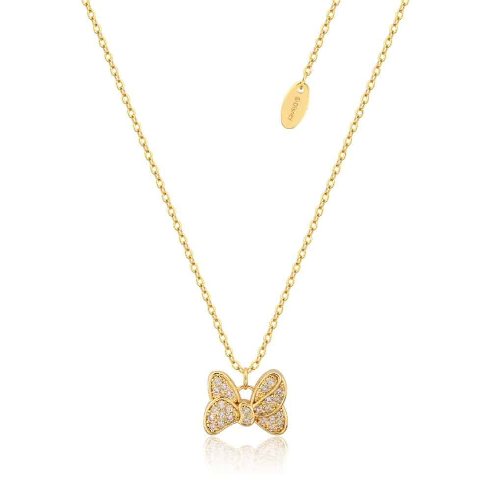 Precious Metal Minnie Mouse Bow CZ Necklace