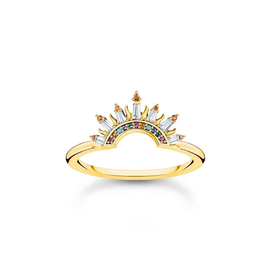 Ring with Sun Beams and Colourful Stones