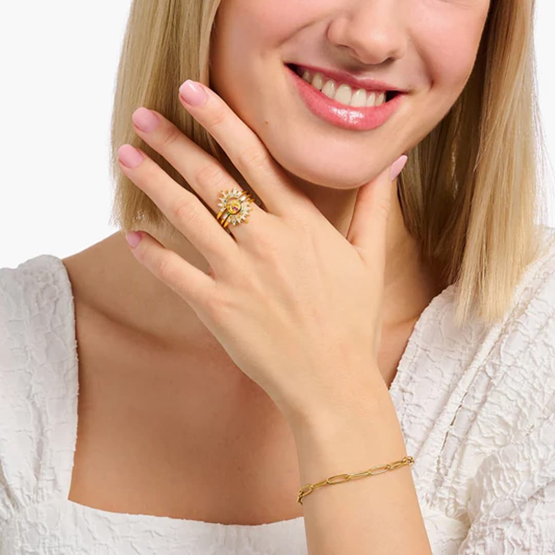 Ring with Sun Beams and Colourful Stones