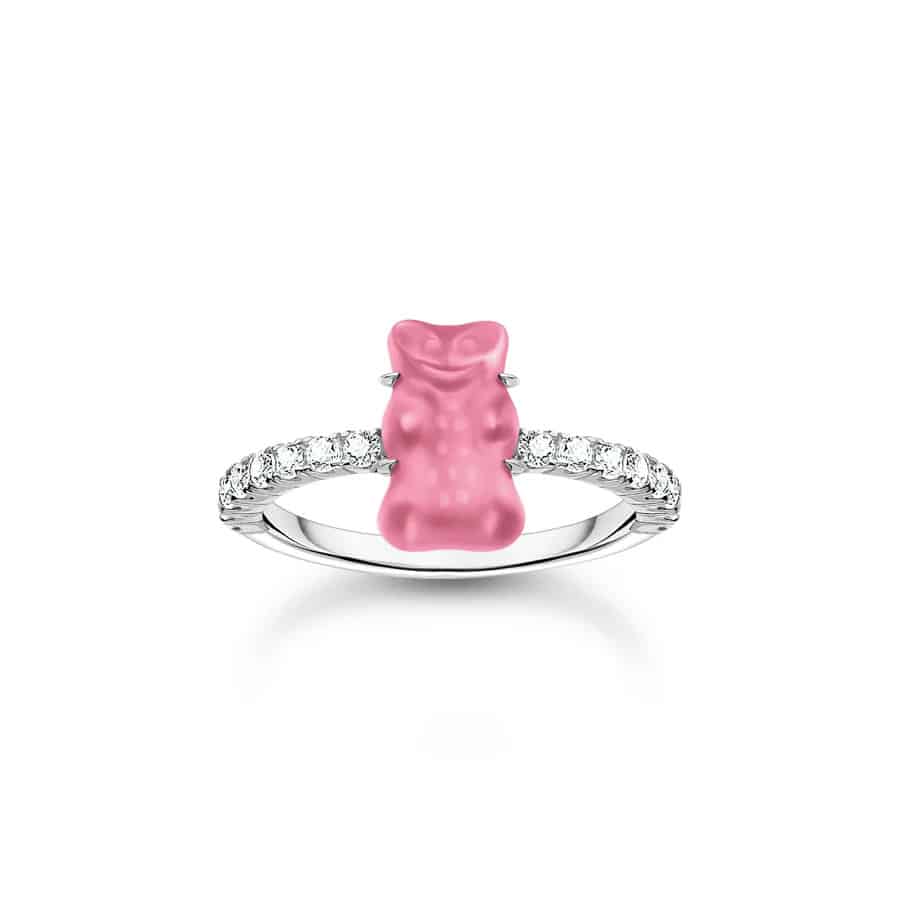 Silver Ring with Pink Mini Goldbear
