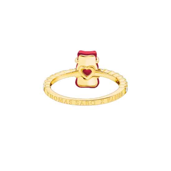 Gold-plated Ring with Strawberry Red Goldbear