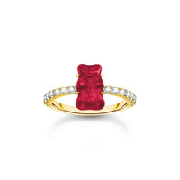 Gold-plated Ring with Strawberry Red Goldbear
