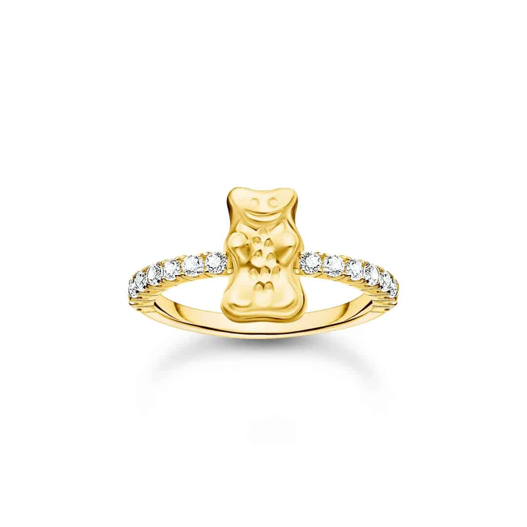 Ring with Gold HARIBO Goldbear and Zirconia