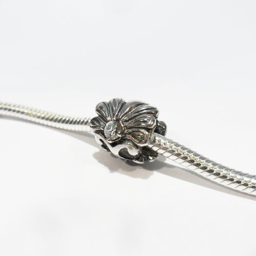 TT375CZ Silver Peacock Feathers Charm