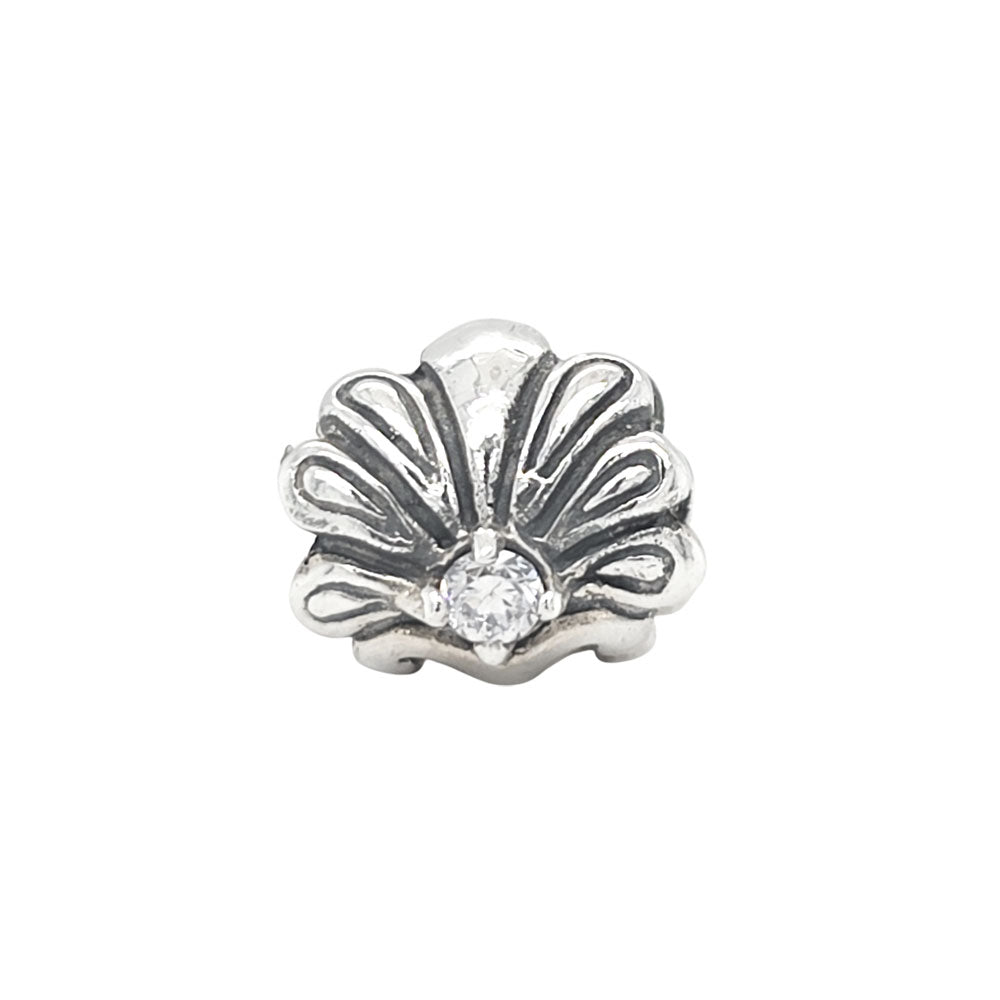 TT375CZ Silver Peacock Feathers Spacer Charm