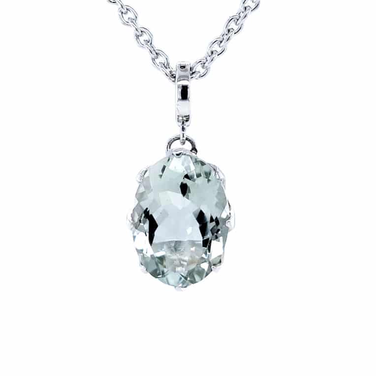 Green Amethyst Enhancer Silver Necklace