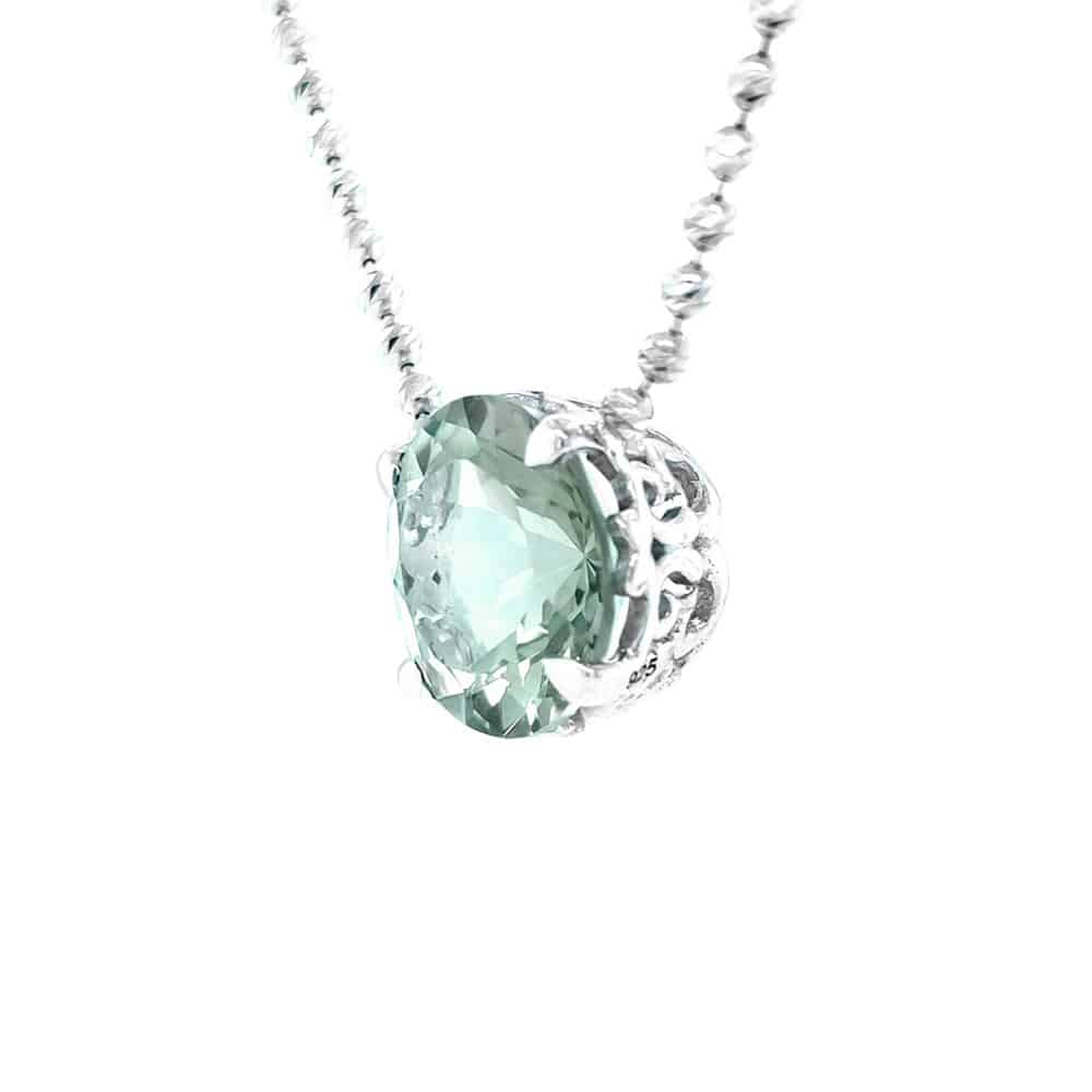 Green Amethyst Silver Necklace