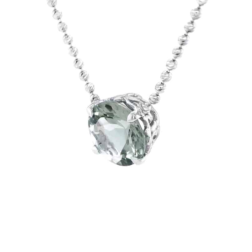 Green Amethyst Silver Necklace