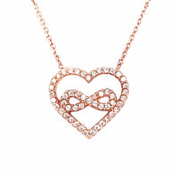 Infinity Love Heart Silver Necklace Rose Gold