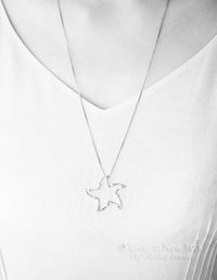 Star Fish Silver Long Necklace