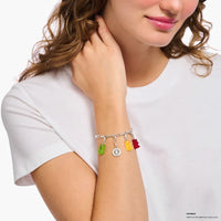 Charm Bracelet with Goldbear Logo Ring Silver