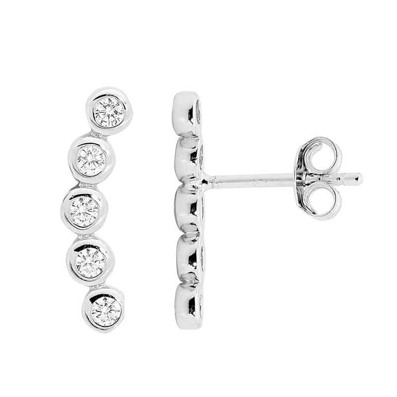 Sterling Silver Curved Bar Stud Earrings