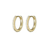 Sterling Silver CZ Huggie Earrings Yellow Gold
