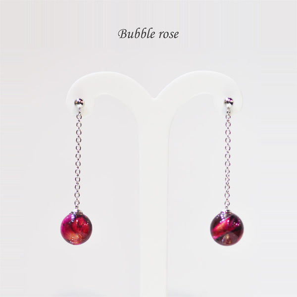 Bubble Rose Long Drop Earrings
