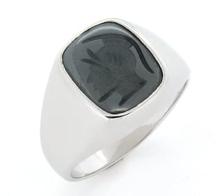 Sterling Silver Warrior's Head Intaglio Ring