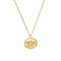 Yellow Gold Plated Silver Honey Bee Necklace