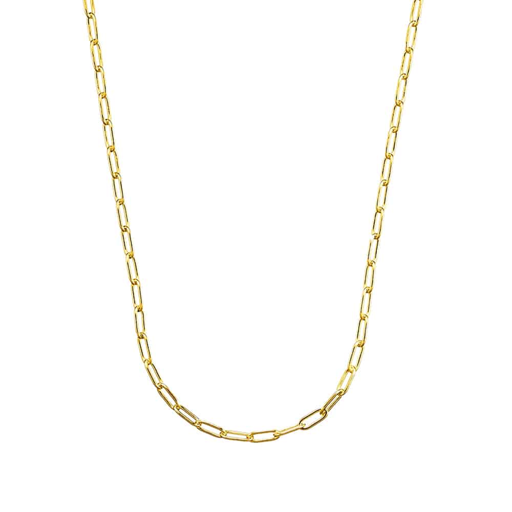 Sterling Silver 5mm Oblong Chain Necklace Yellow Gold