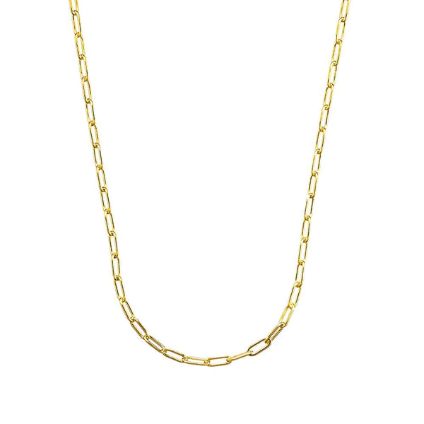 Sterling Silver 5mm Oblong Chain Necklace Yellow Gold