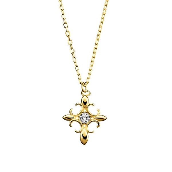 Sterling Silver Fleur de Lis CZ Pendant Yellow Gold