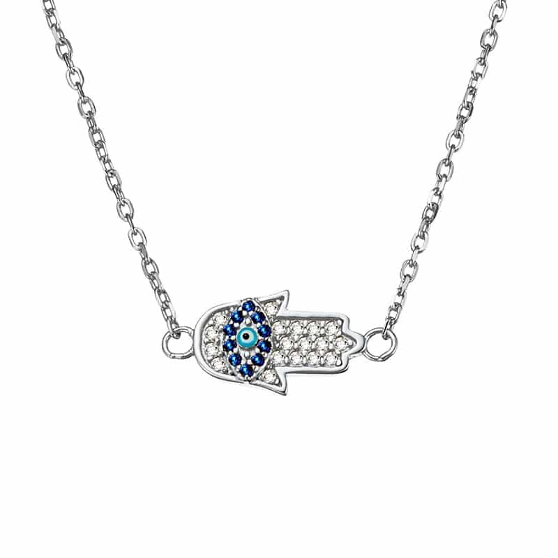 Sterling Silver Fatima Hand CZ Pendant