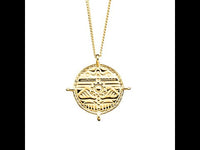 Sterling Silver Tribe Pattern Pendant Yellow Gold