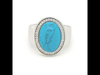 Turquoise and CZ Sterling Silver Ring