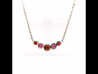 Garnet and Created Ruby Yellow Gold Plated Silver Necklace