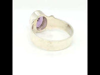 Amethyst Oval Gemstone Silver Ring