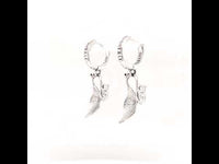 Silver Leaf Hoops Earrings