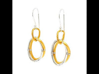 Two Tone Multi Row Dangle Earrings