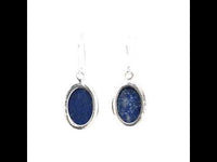 Oval Shape Lapis Lazuli Silver Earrings
